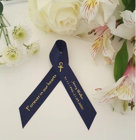 Personalized Funeral Memorial Ribbon Pins 20