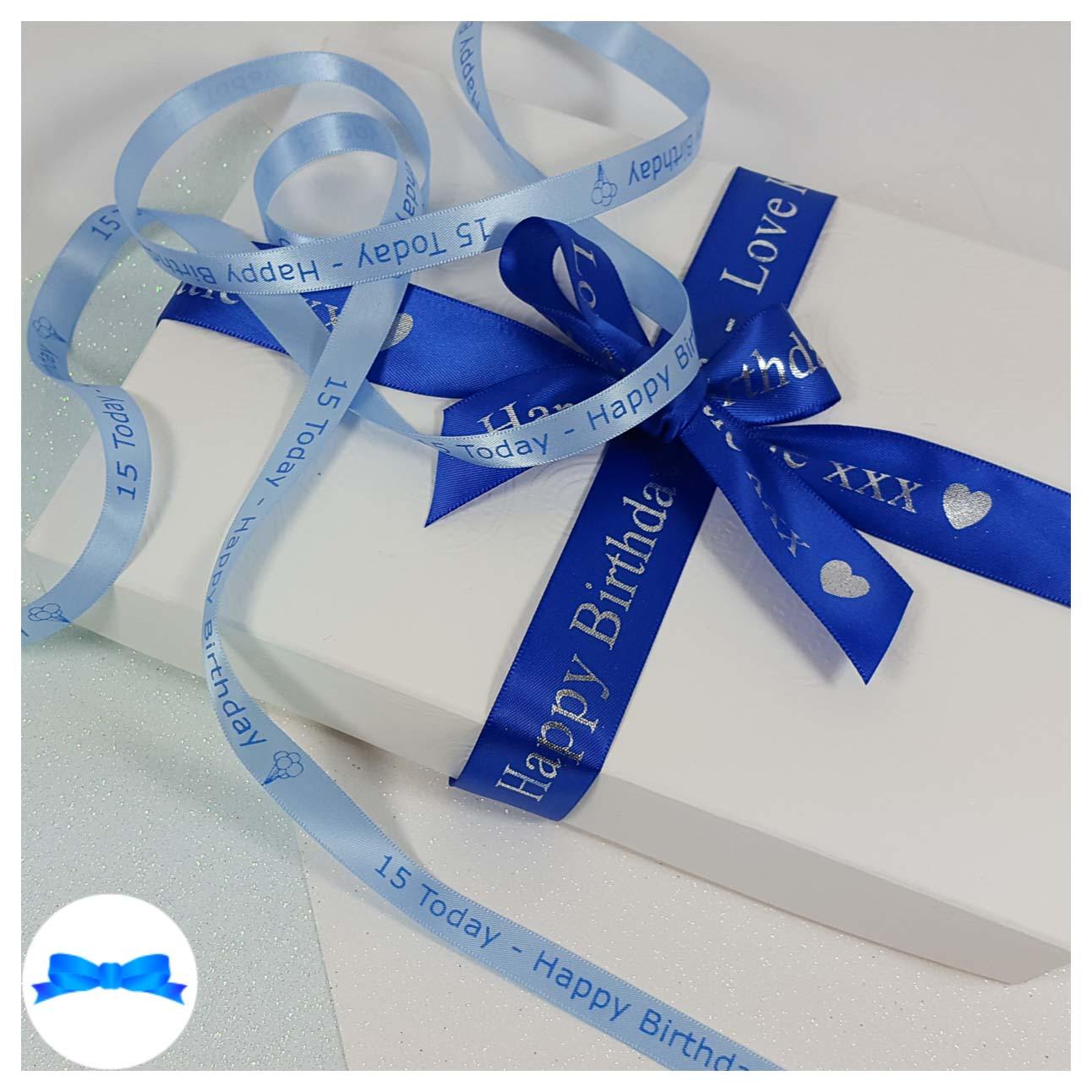 Blue 25 mm personalised ribbon