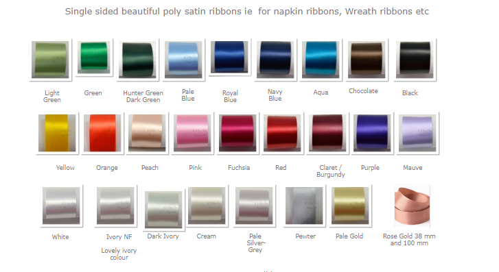 Ribbon colours for sashes