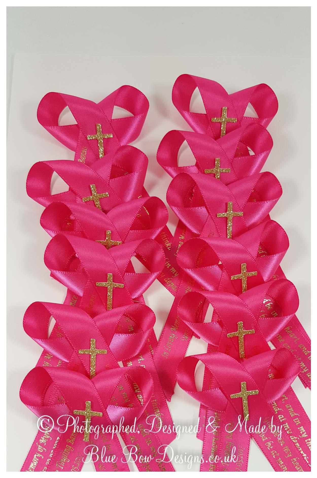 Fuchsia pink memorial ribbons