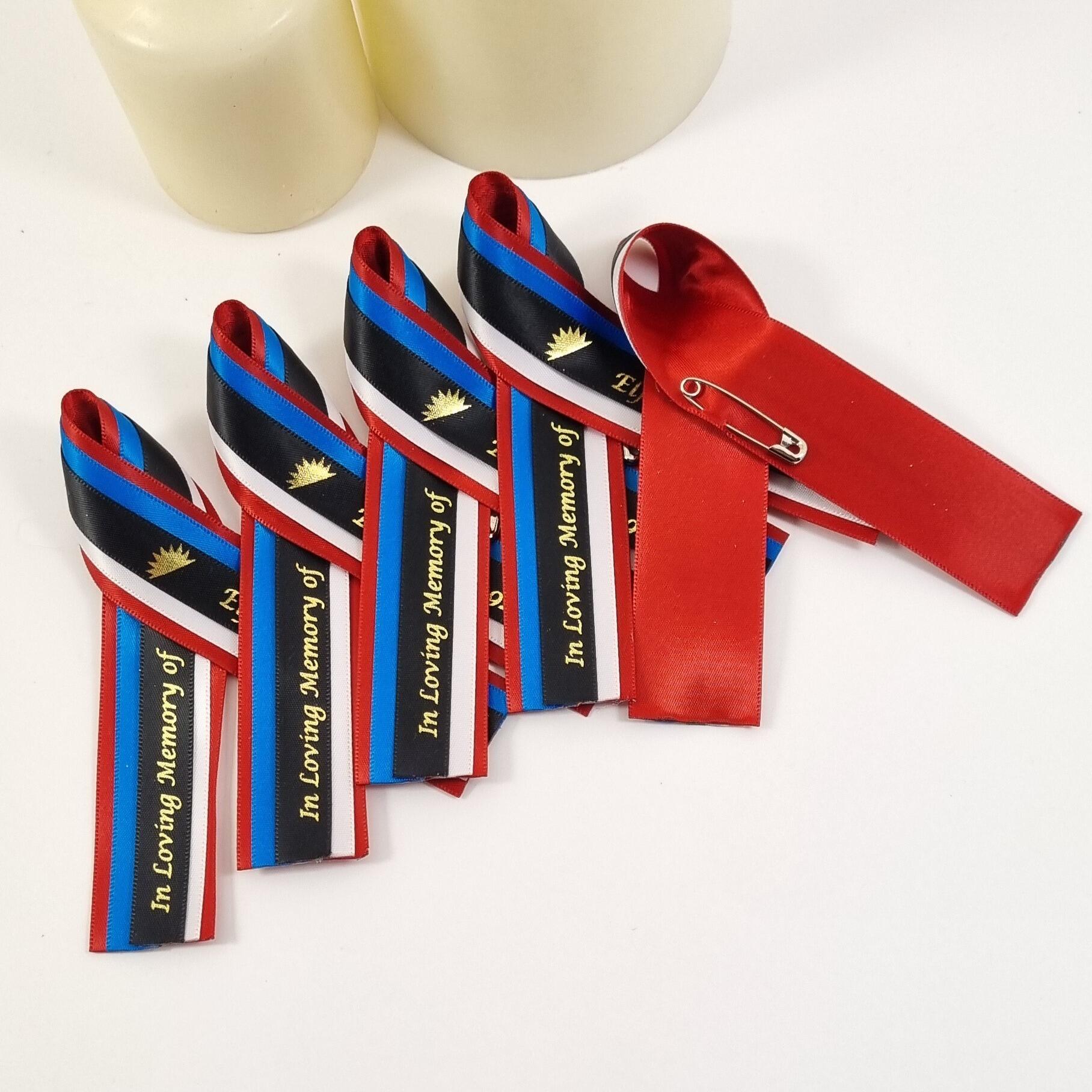 FOUR Layer Antigua Memorial Ribbon. Red, Black, Blue and White ...