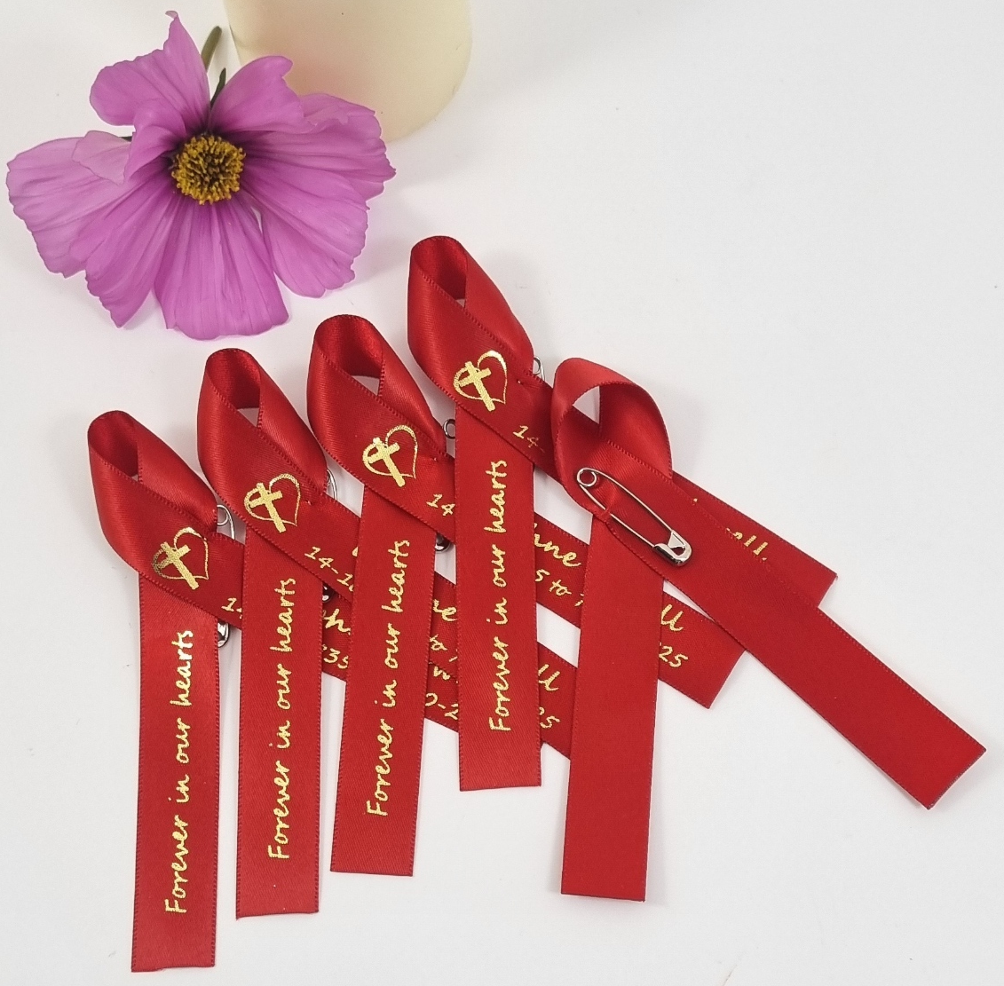 Red Memorial Ribbons - Or Choose Your Colour Personalised Funeral Ribbons