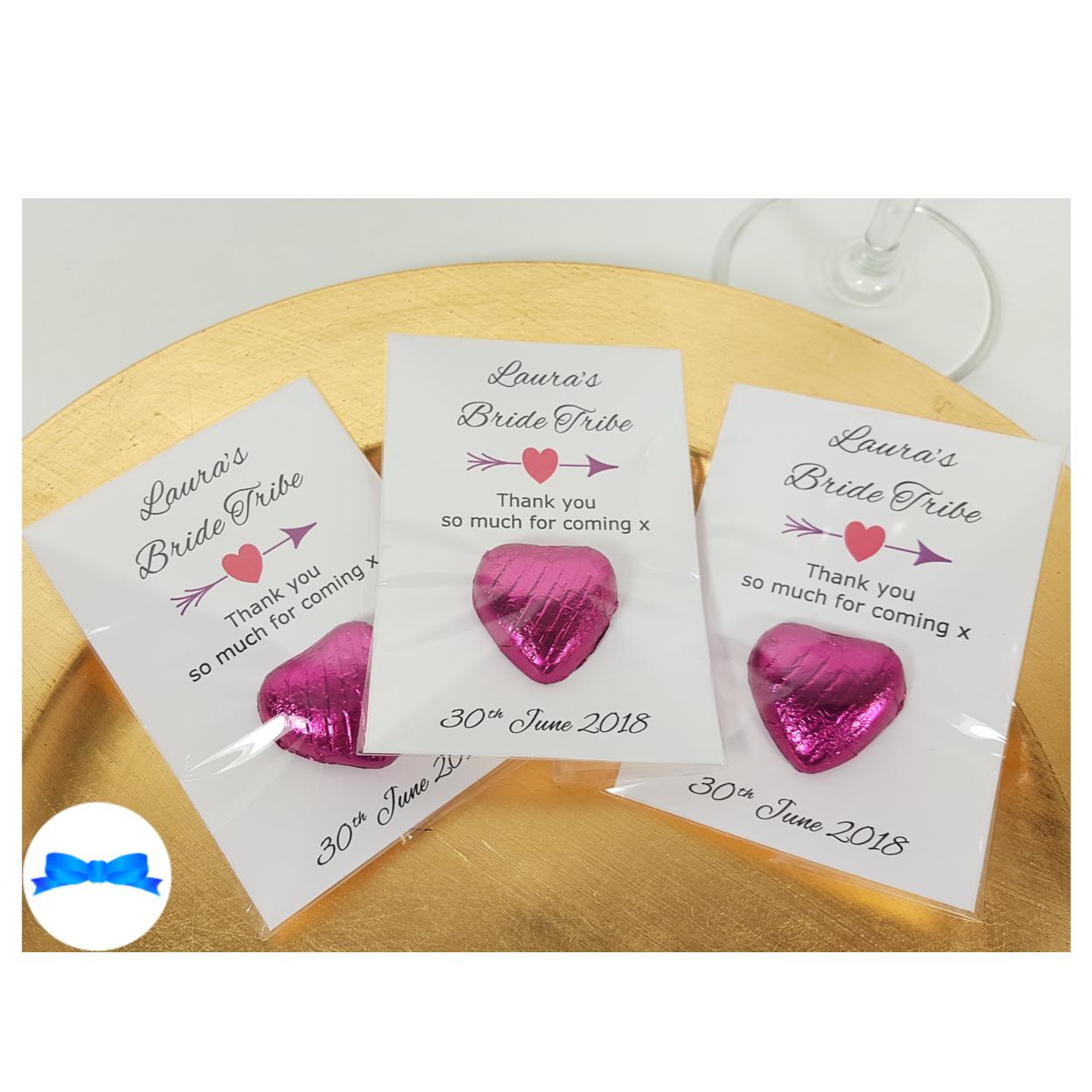 Personalised hen party Favours with heart and arrow