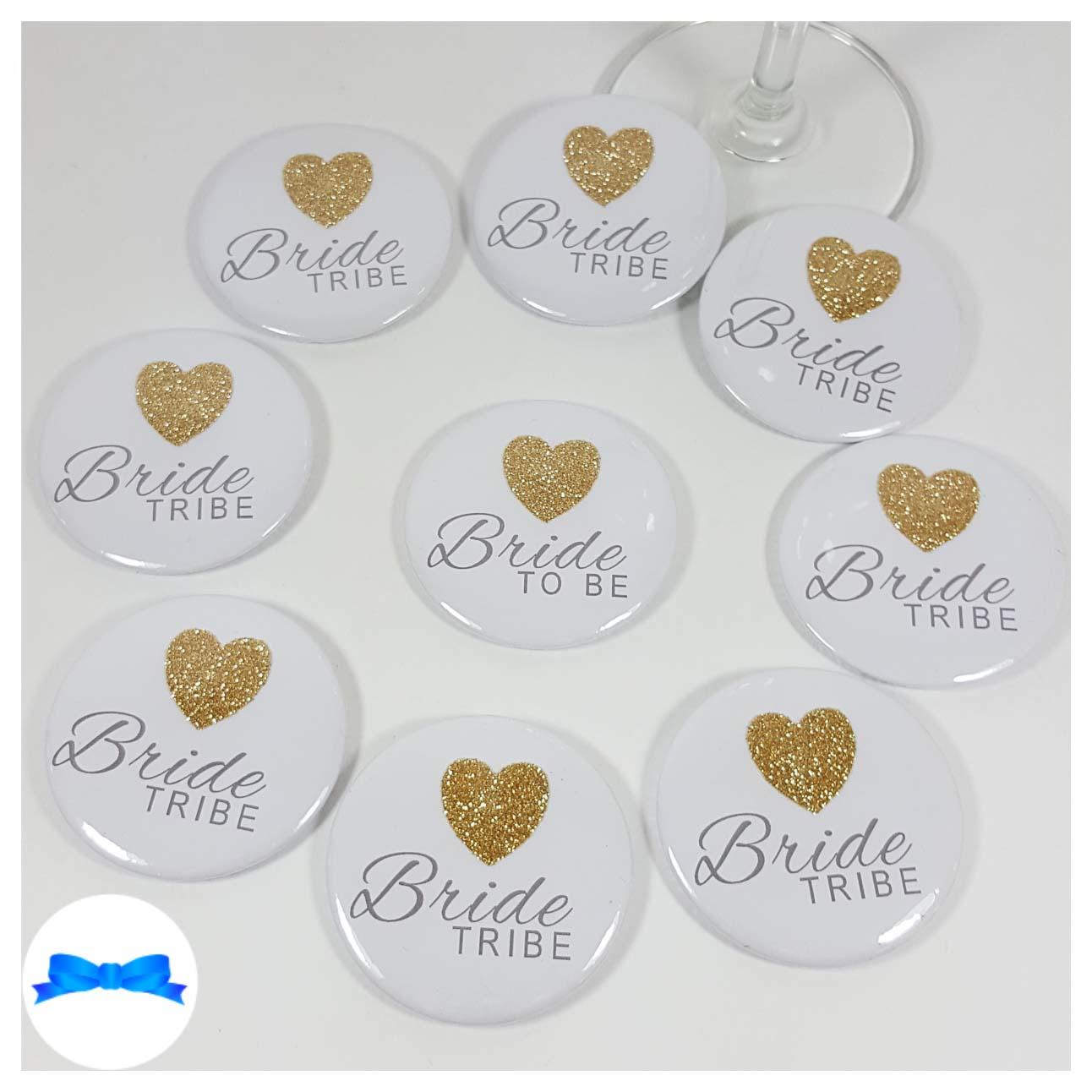 Personalised hen party badges with real sparkly glitter
