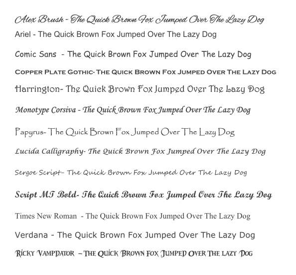 Font for guest names