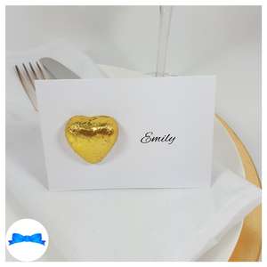 Gold Belgian chocolate heart chocolate heart favour place card