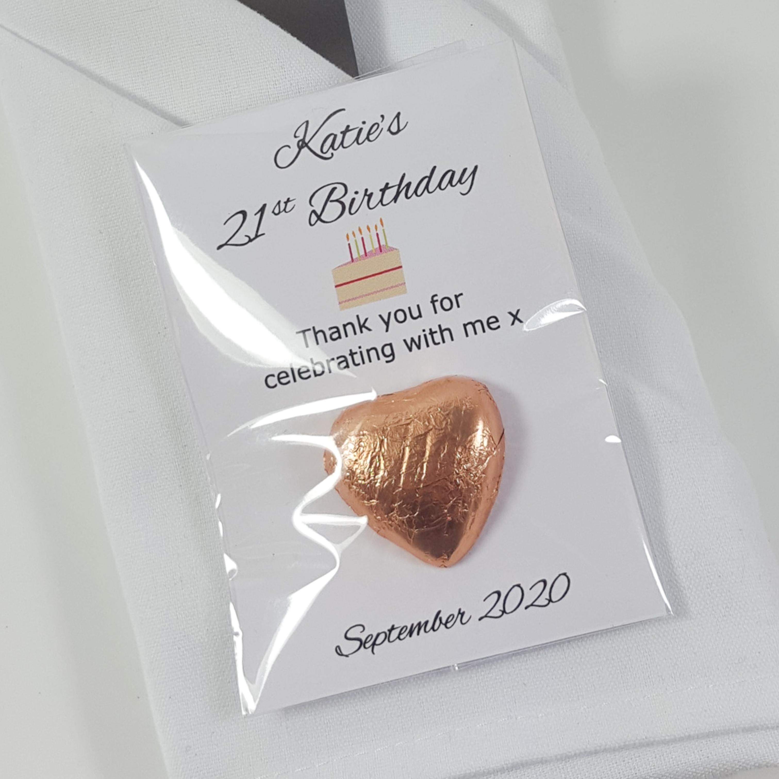 Personalised chocolate favour with cake artwork