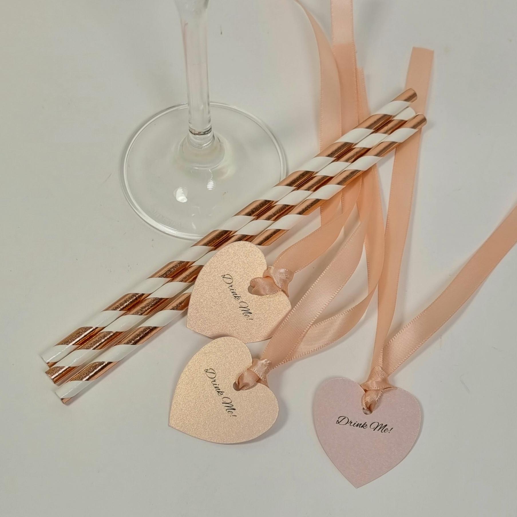 Rose Gold Paper Straw Hen Party Decor Disposable Straw For Team
