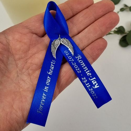 Personalized Funeral Memorial Ribbon Pins 20