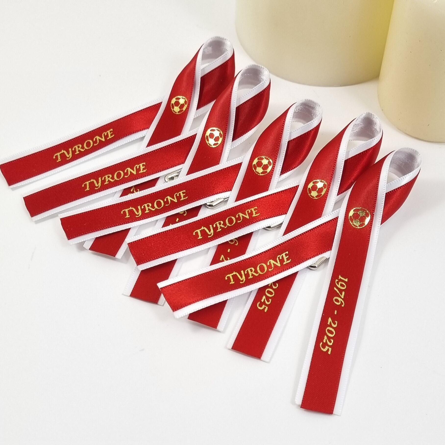 Football Silhouette Memorial Ribbons - Single Loop Memorial ribbon made ...