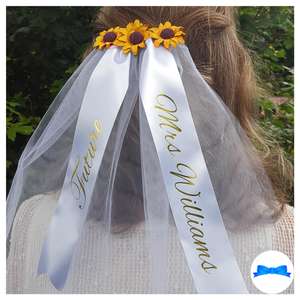 Personalised Sunflower hen party veil