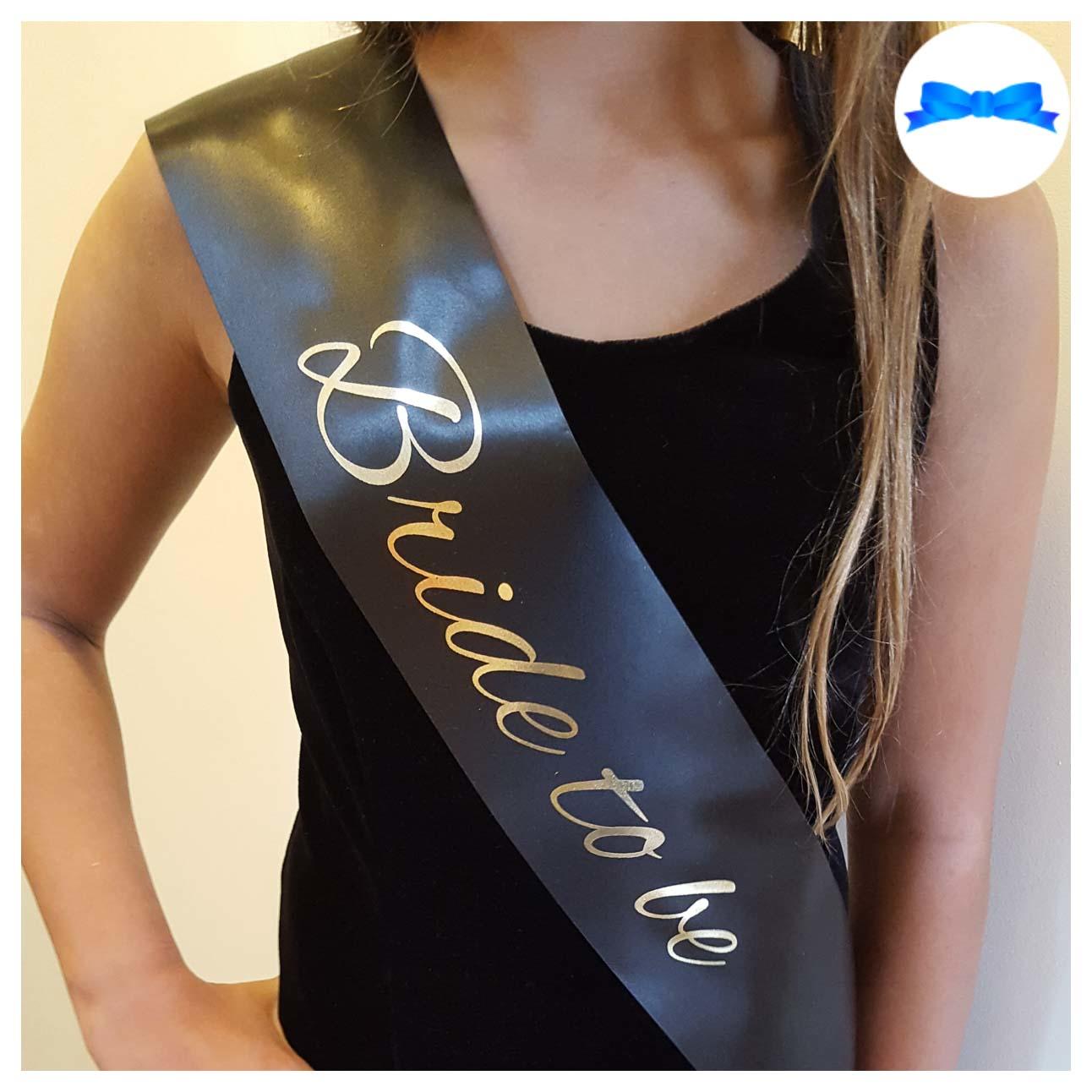 Black and gold bride to be personalised sash