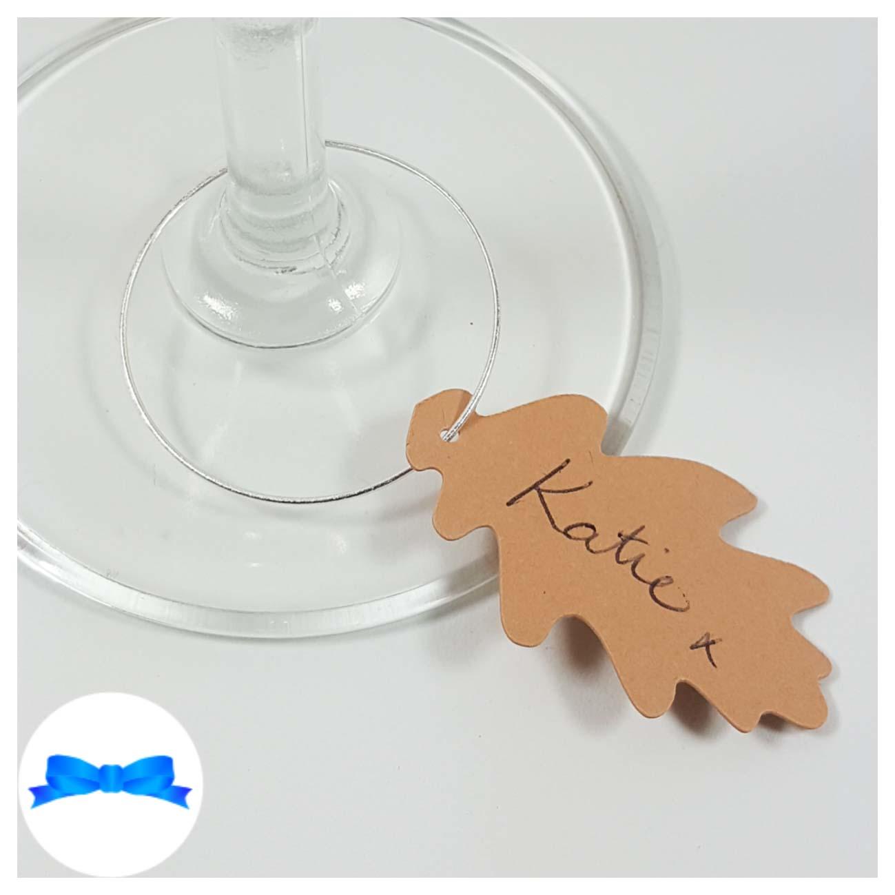 Card oak leaf wine glass charm