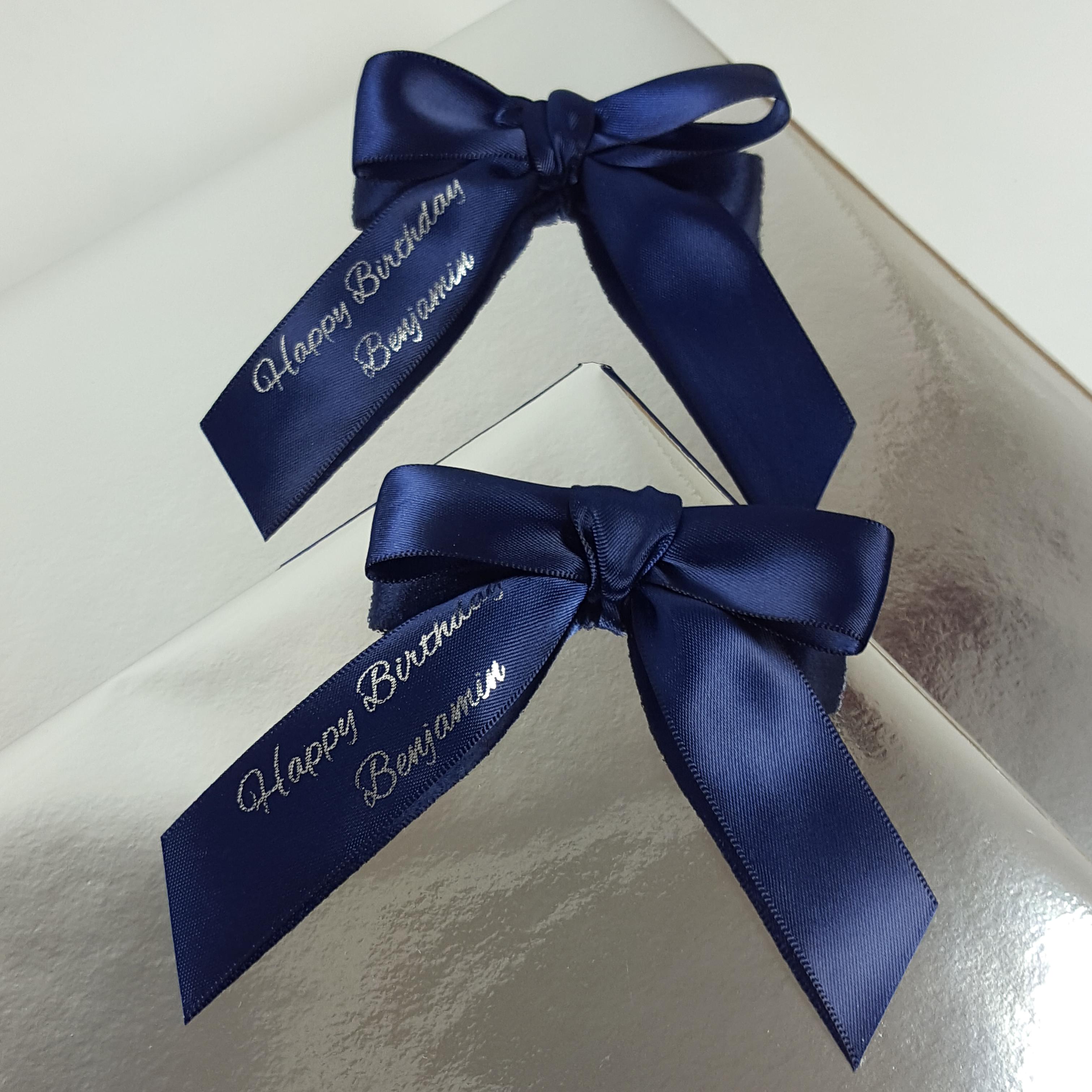 Pre-tied Navy Blue Satin Bows, 25 Pack