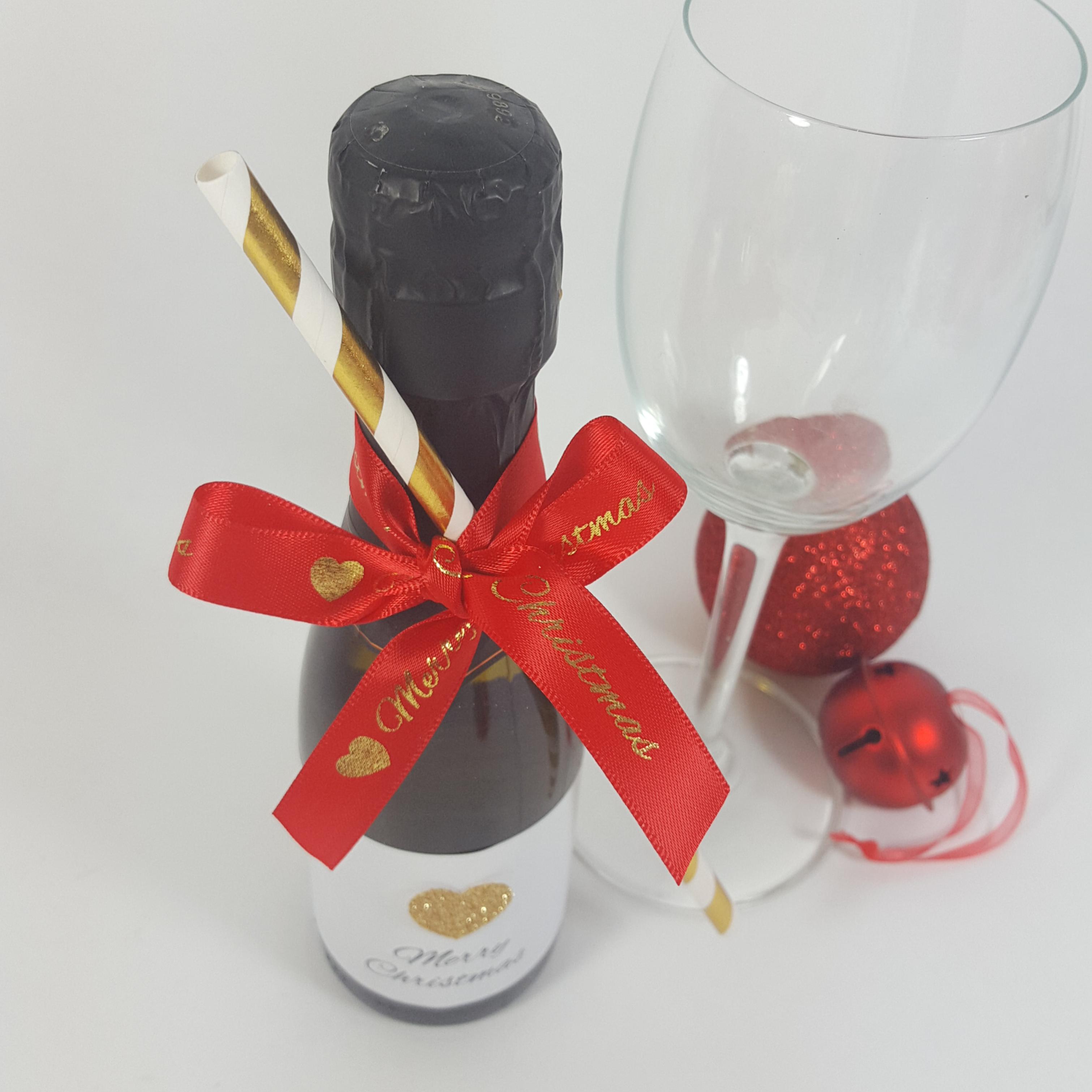Merry Christmas Mini Wine Bottle Label