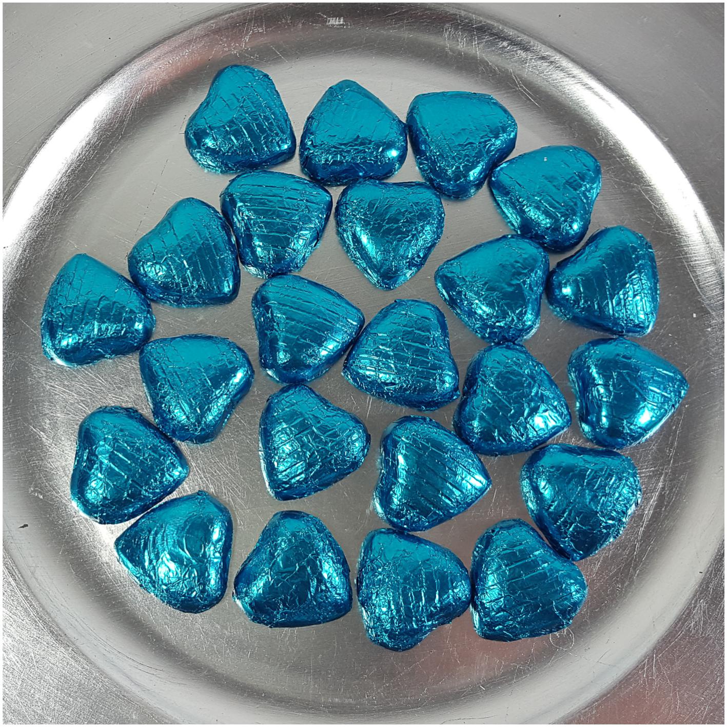 Turquoise Blue Chocolate Hearts