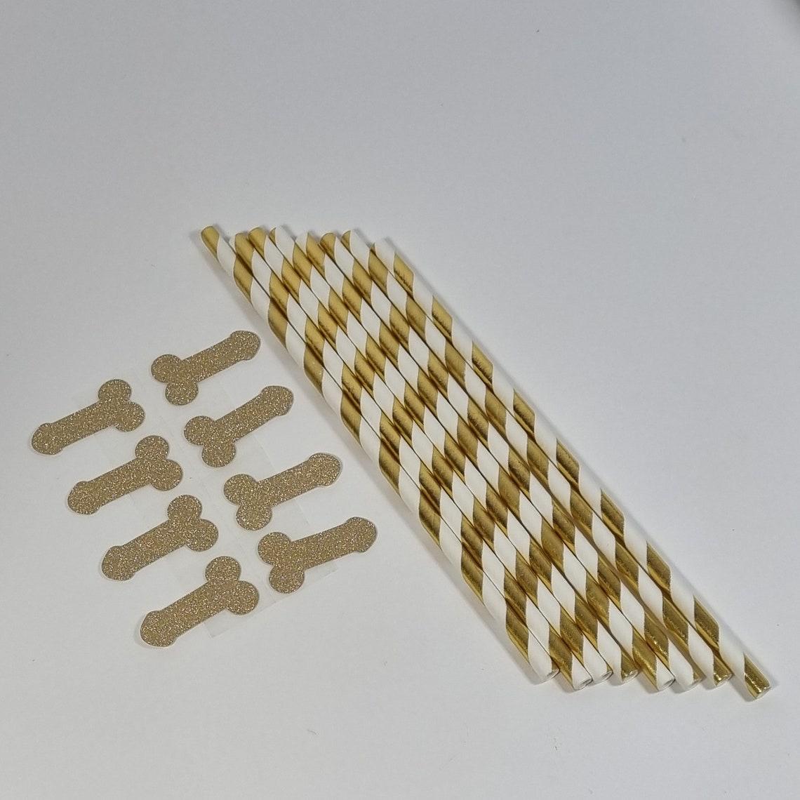 Gold Glitter penis straws