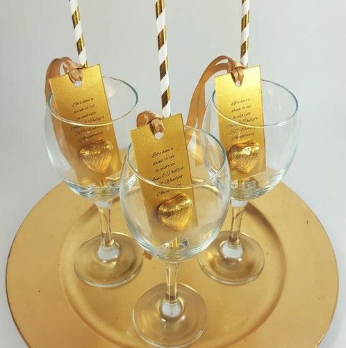 Gold Chocolate Heart tags and straws