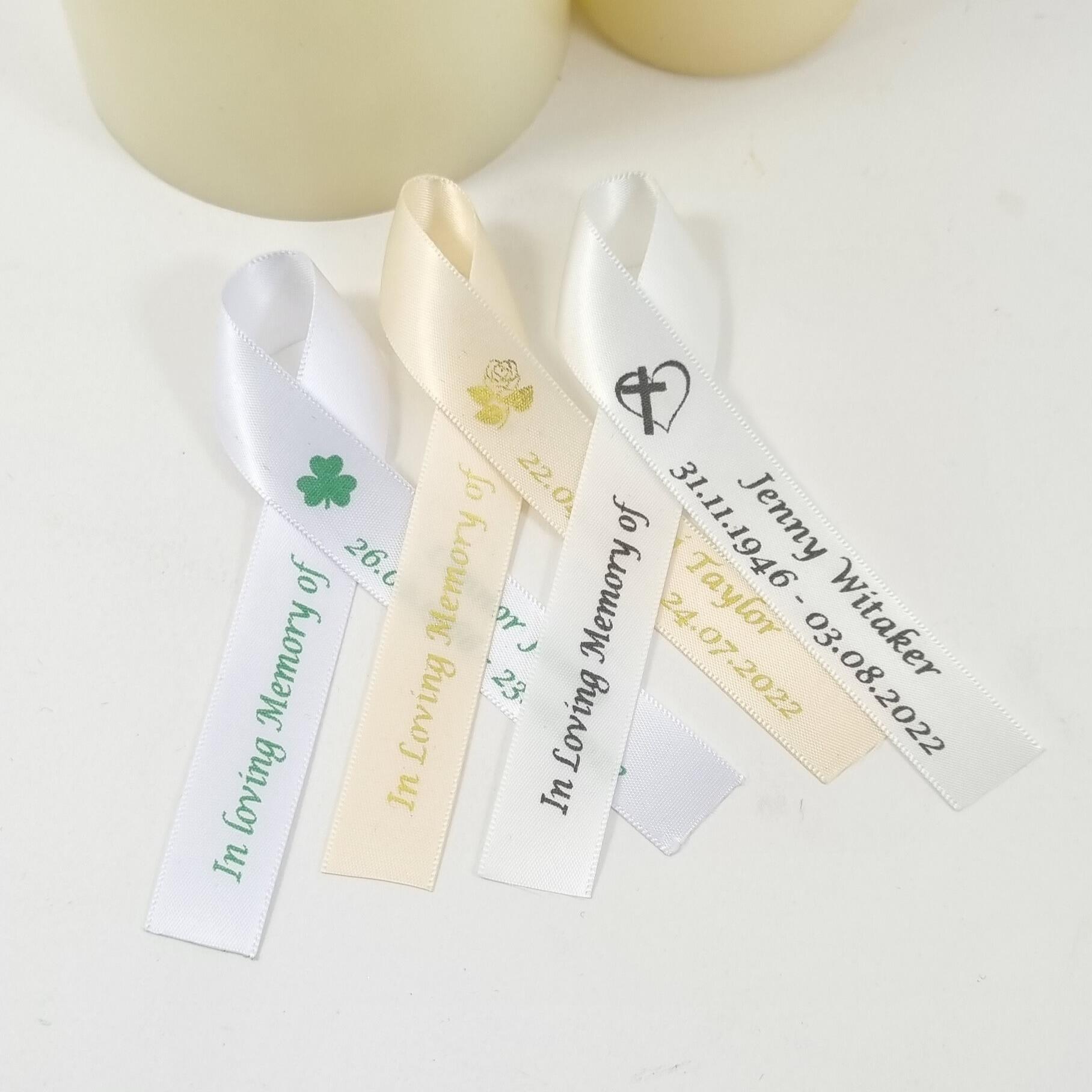 White Memorial Ribbons Or Choose Your Colour Personalised Funeral Ribbons