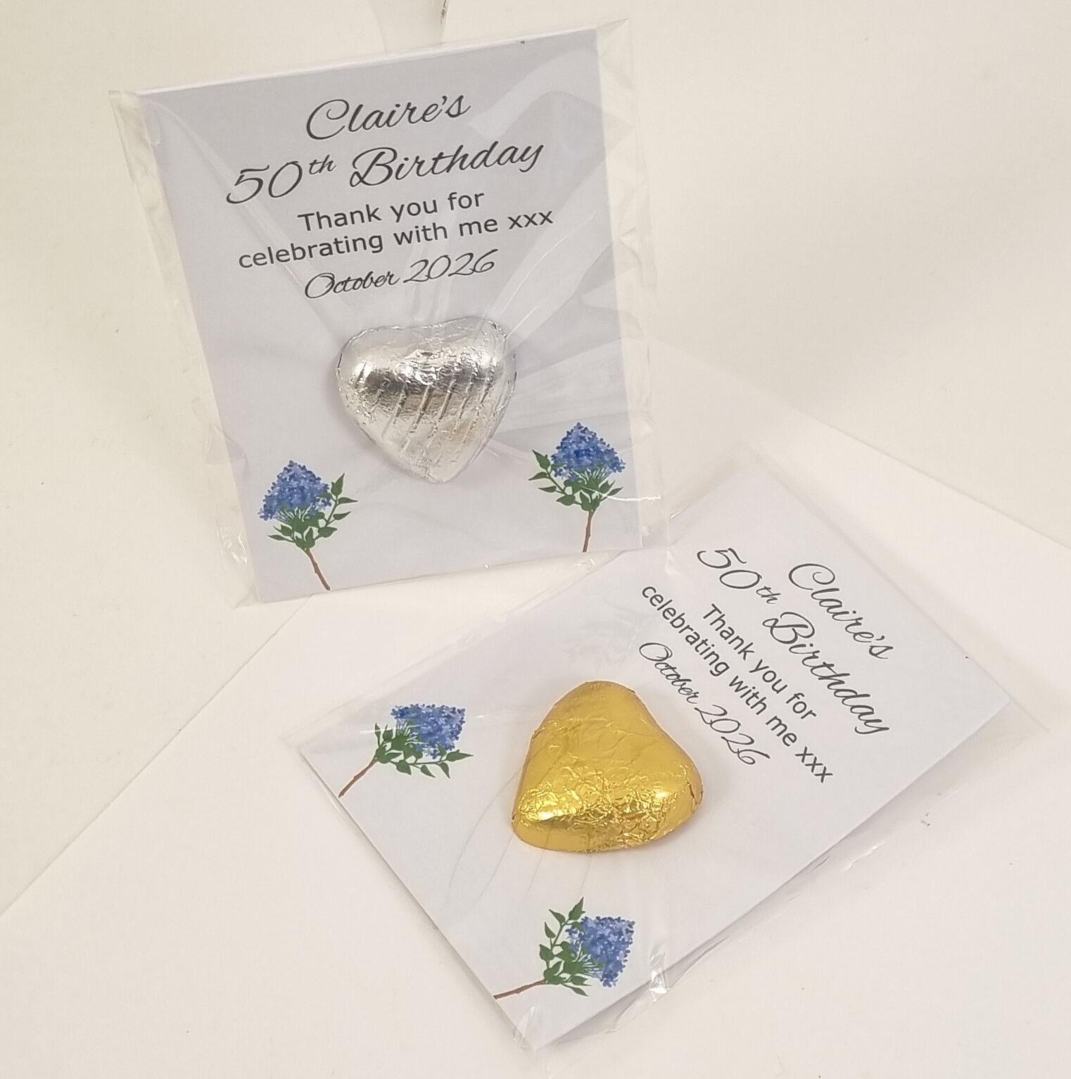 Blue Hydrangea Flower themed birthday party favours for adults