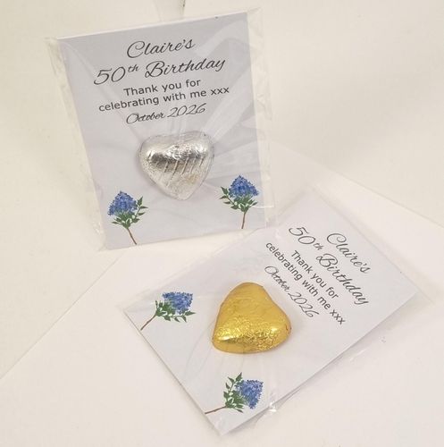 Blue Hydrangea Flower themed birthday party favours for adults