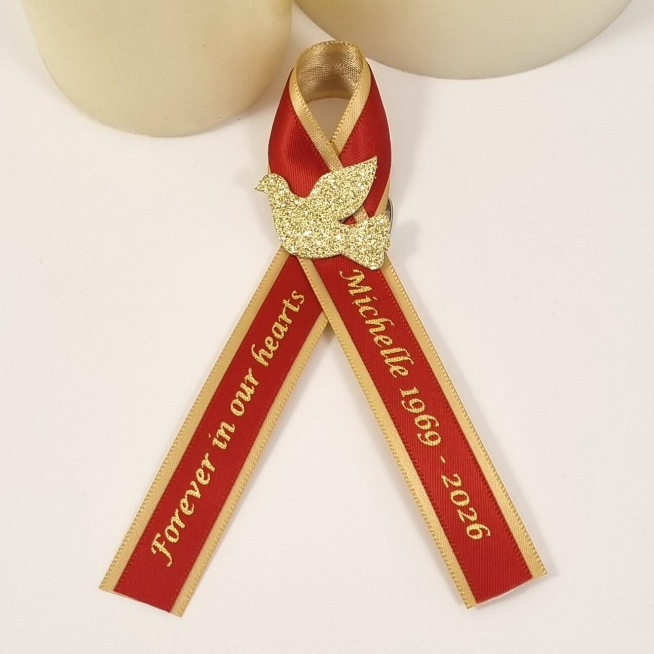 Memorial ribbon with dove
