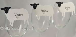 Sheep wine glass place cards