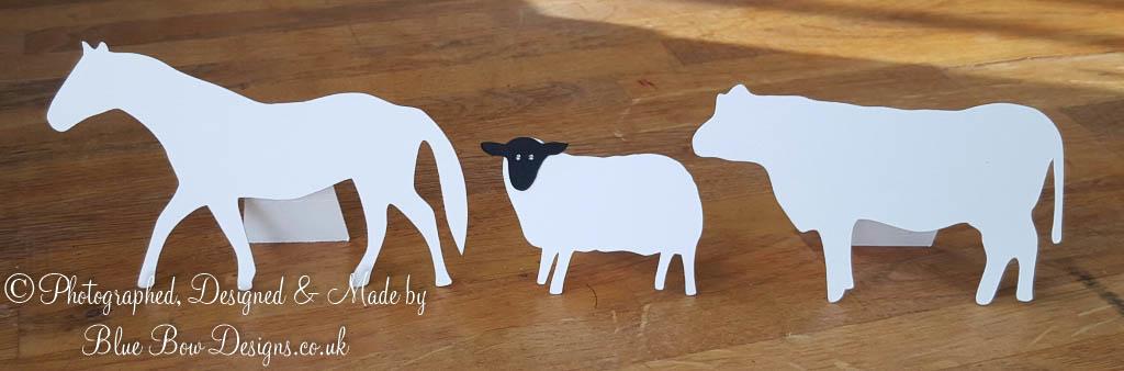 Horse sheep and cow shaped place cards