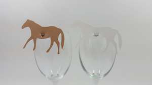 Horse wine glass place cards on wine glasses