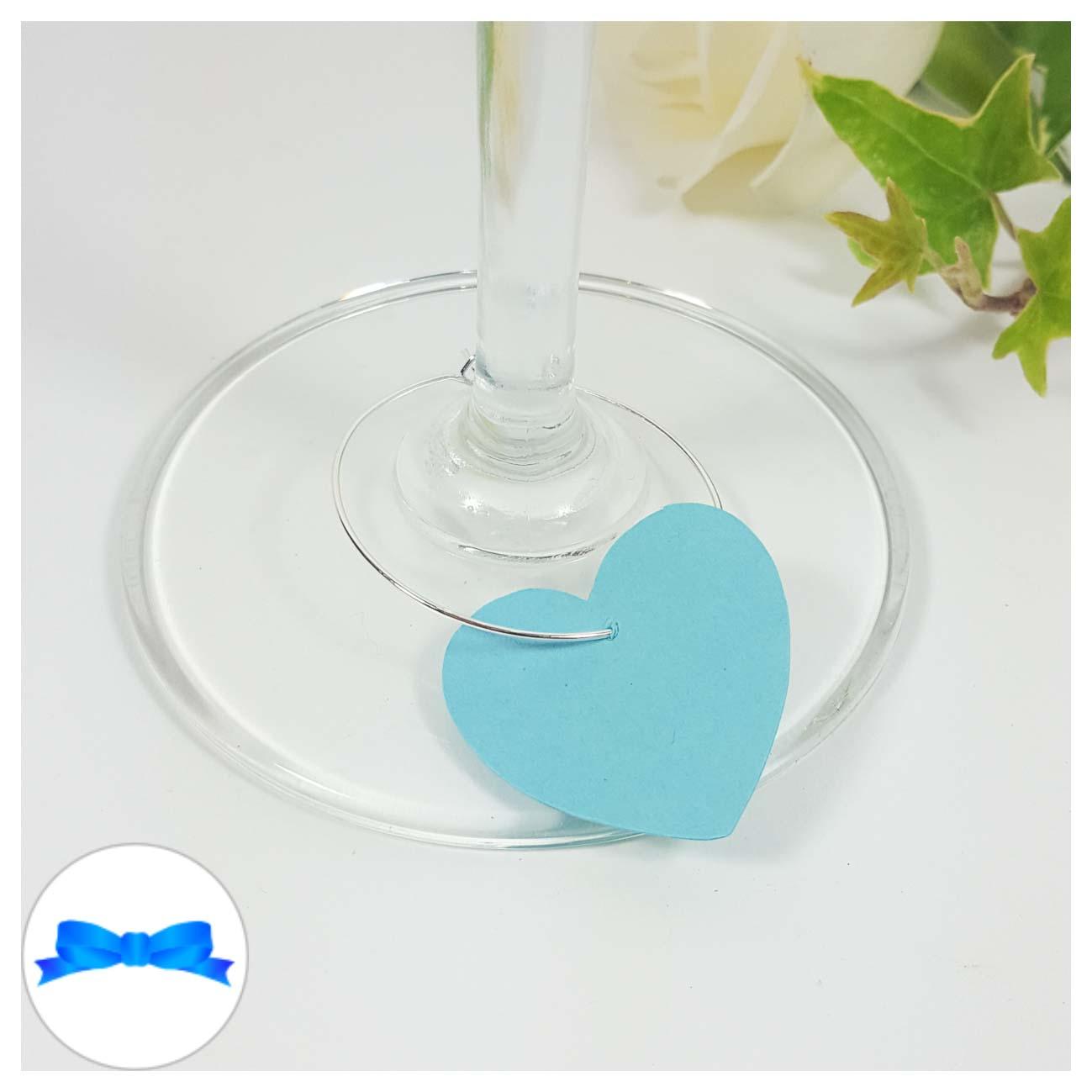 Turquoise heart shaped wine glass charm