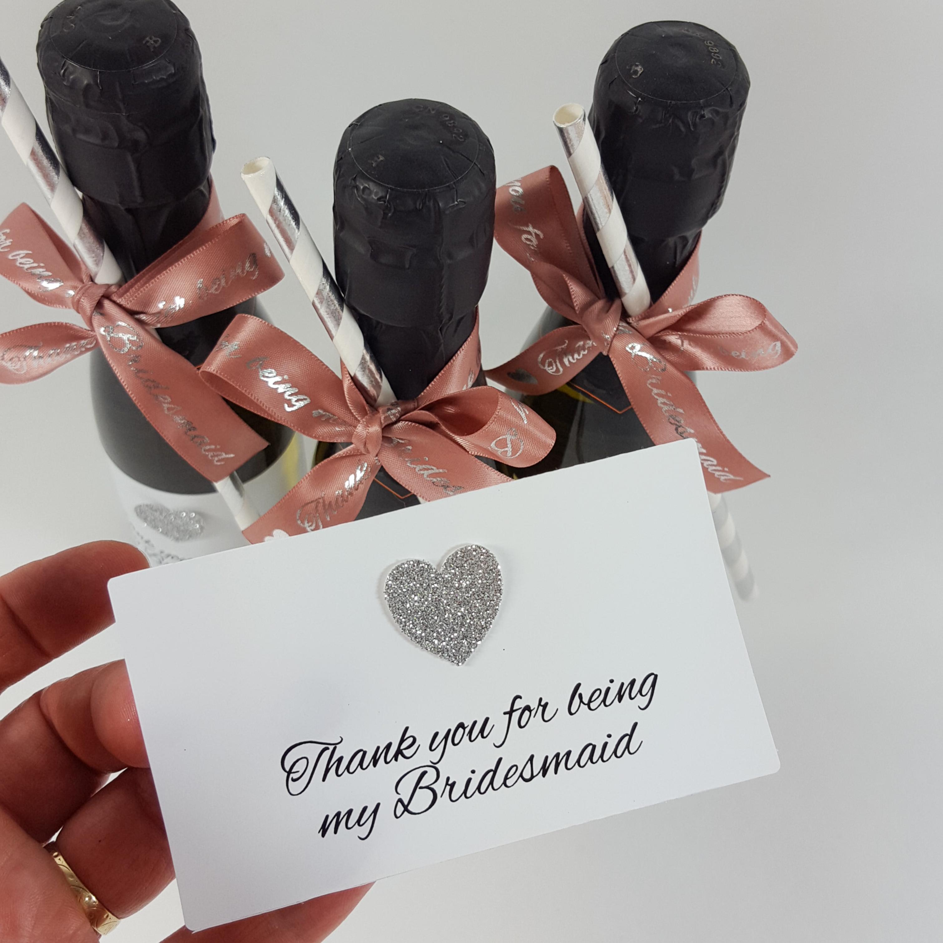 Silver glitter  Thank you for being my Bridesmaid Stickers straws and ribbons
