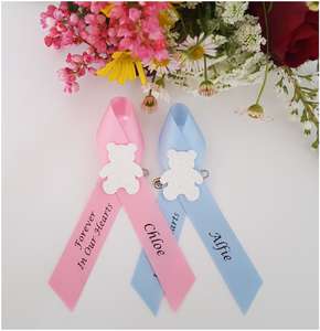 Baby Blue memorial funeral ribbons with teddy