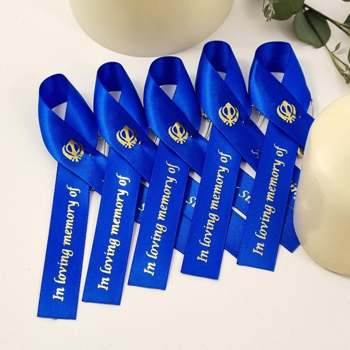 Khanda Any Colour Personalised Funeral Ribbons. Ready To Wear Custom