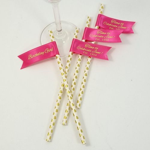 Pink personalised straws