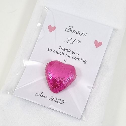 Birthday party favours with pink hearts