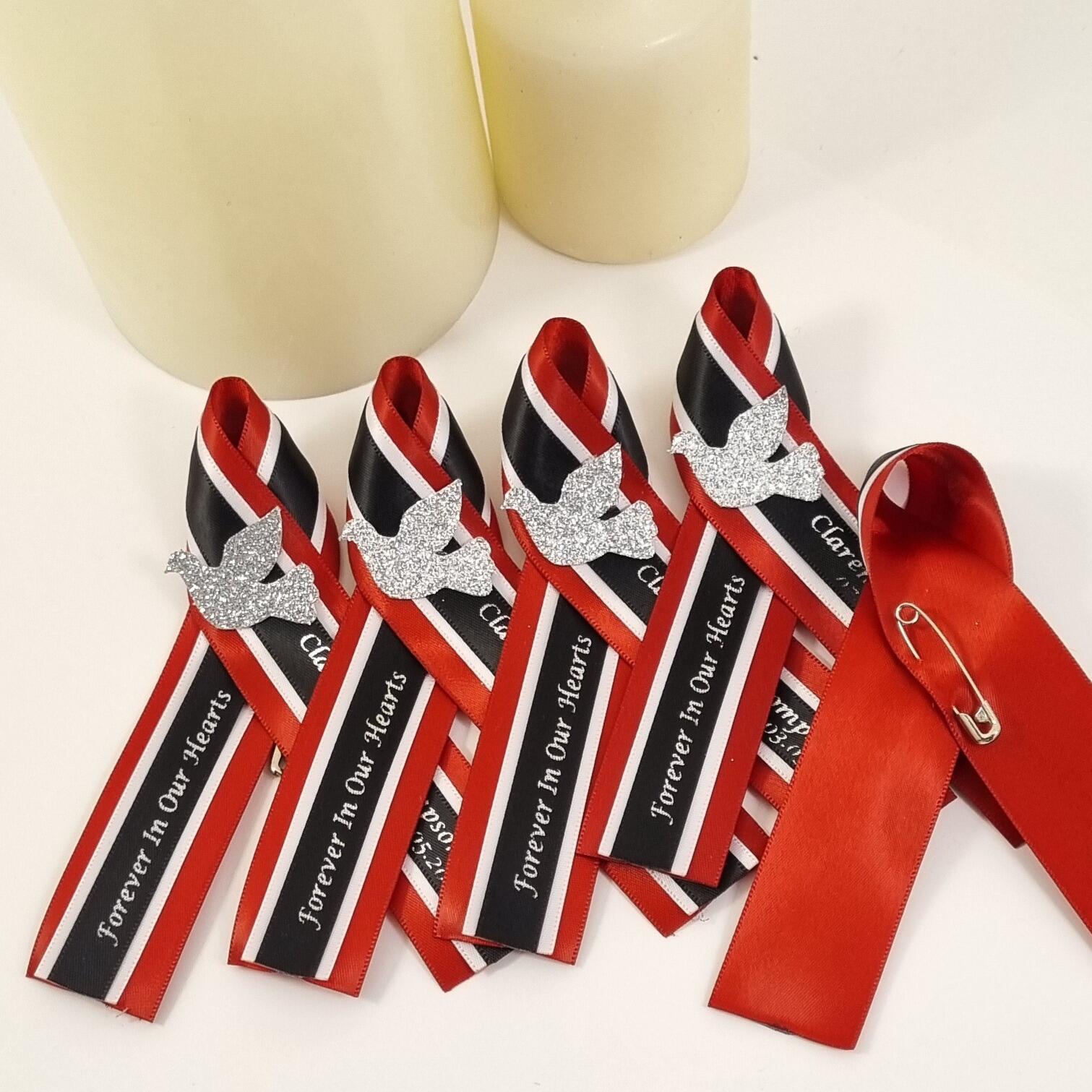 Funeral Table Ribbon THREE Layer Personalised Ribbon Funeral Memorial Ribbons. Satin Ribbon ...
