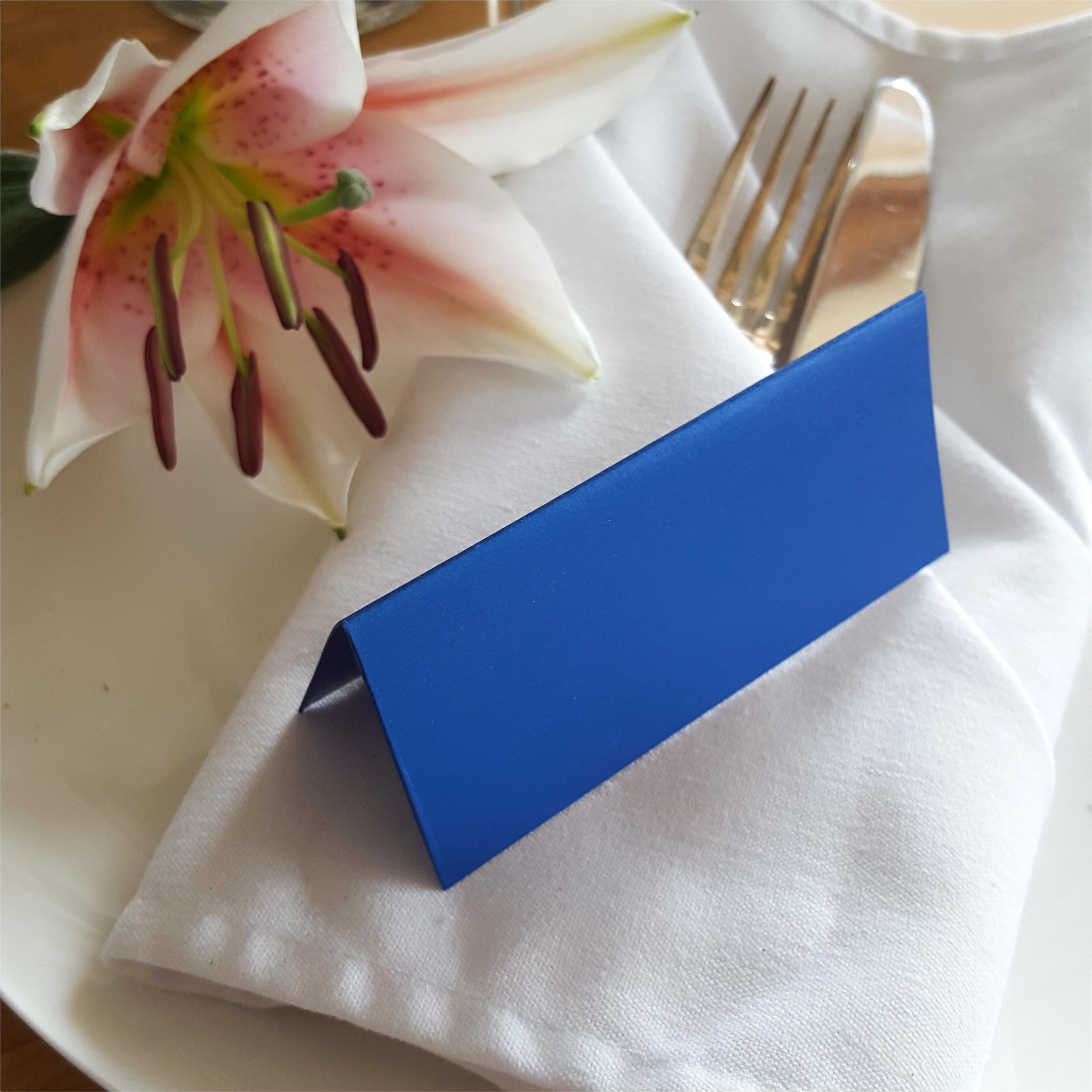 Blank DIY Or Personalised Royal Blue Pearl Place Cards Blank Royal Blue
