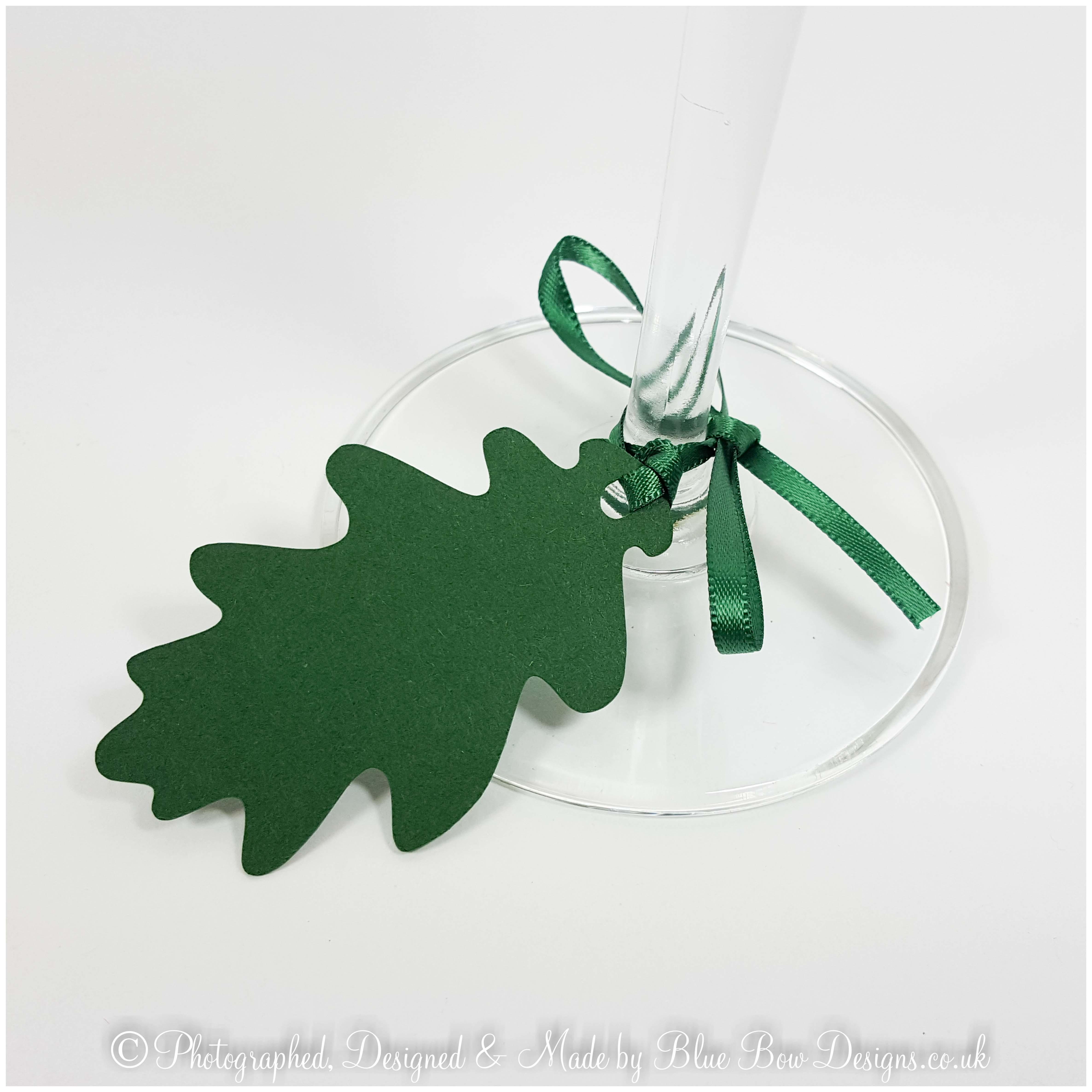 Forest green oak leaf tag