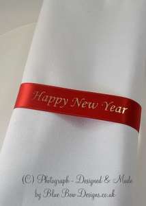 Happy New year red satin ribbon napkins