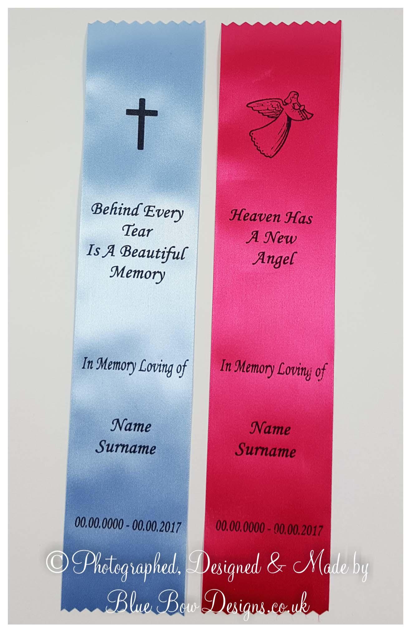 Pink and blue personalised funeral bookmark