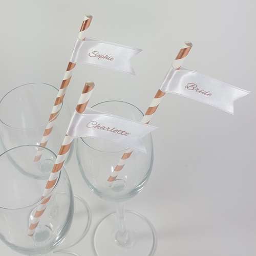 Personalised name straws rose gold