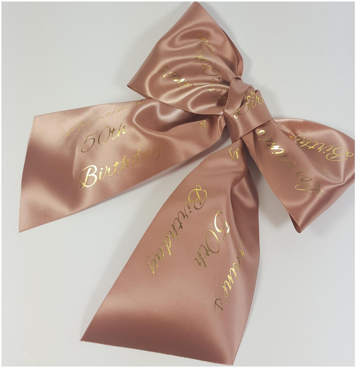 Personalised ribbon banner and bows