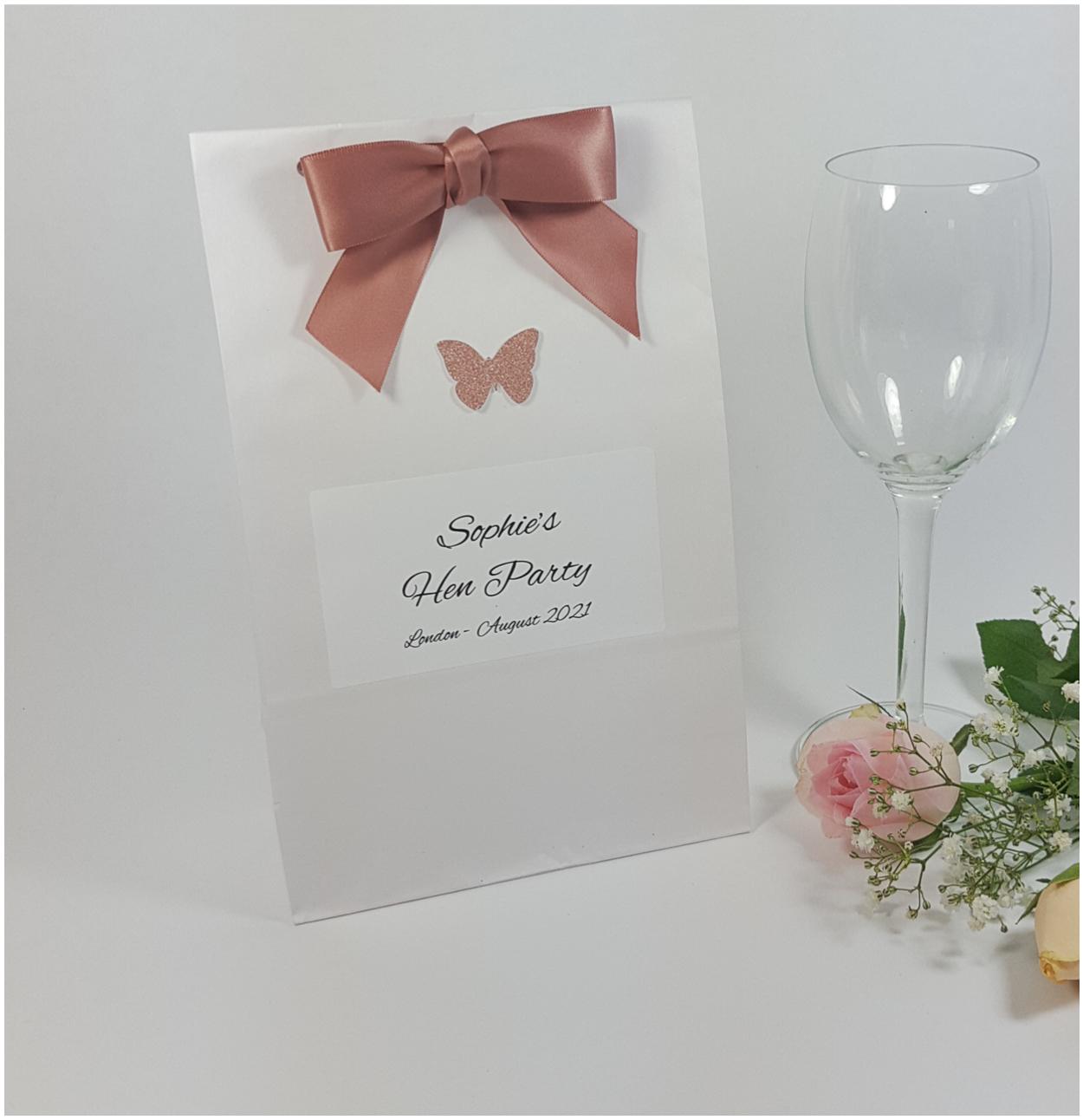 Personalised hen party bags butterfly