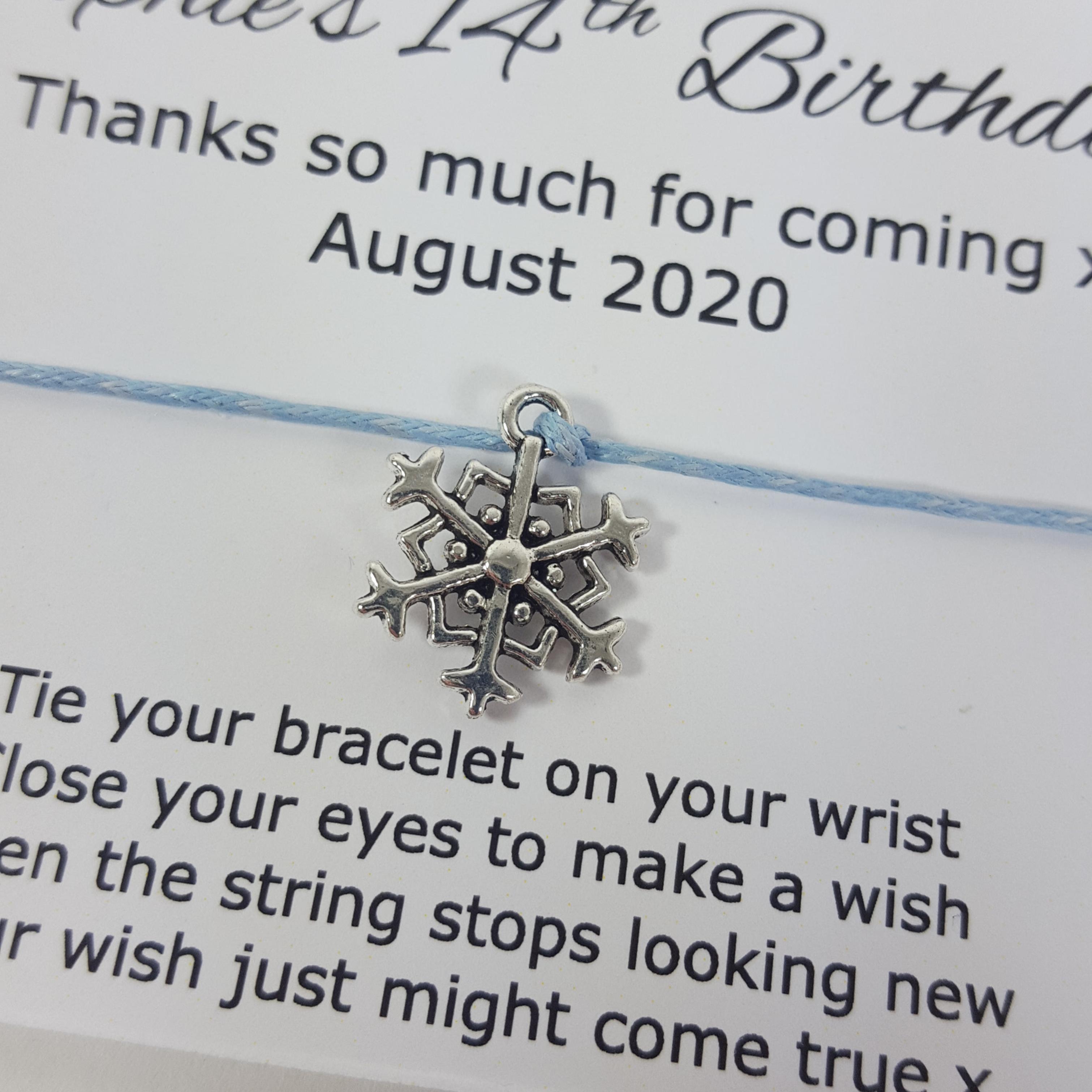 Personalised Snowflake bracelet with blue string