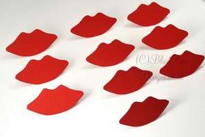 Red lip shaped place cards with back stands