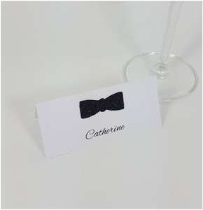 Printed Glitter bow tie place cards