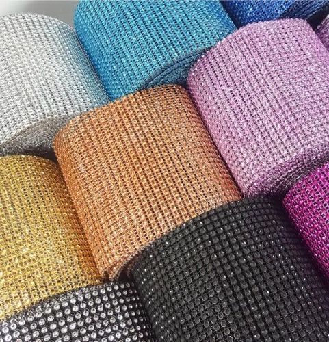 1 Meter Diamante Ribbon Rhinestone Effect Mesh Easy To Trim To Size.