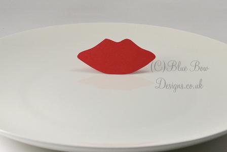 Red lip shaped place cards with back stands