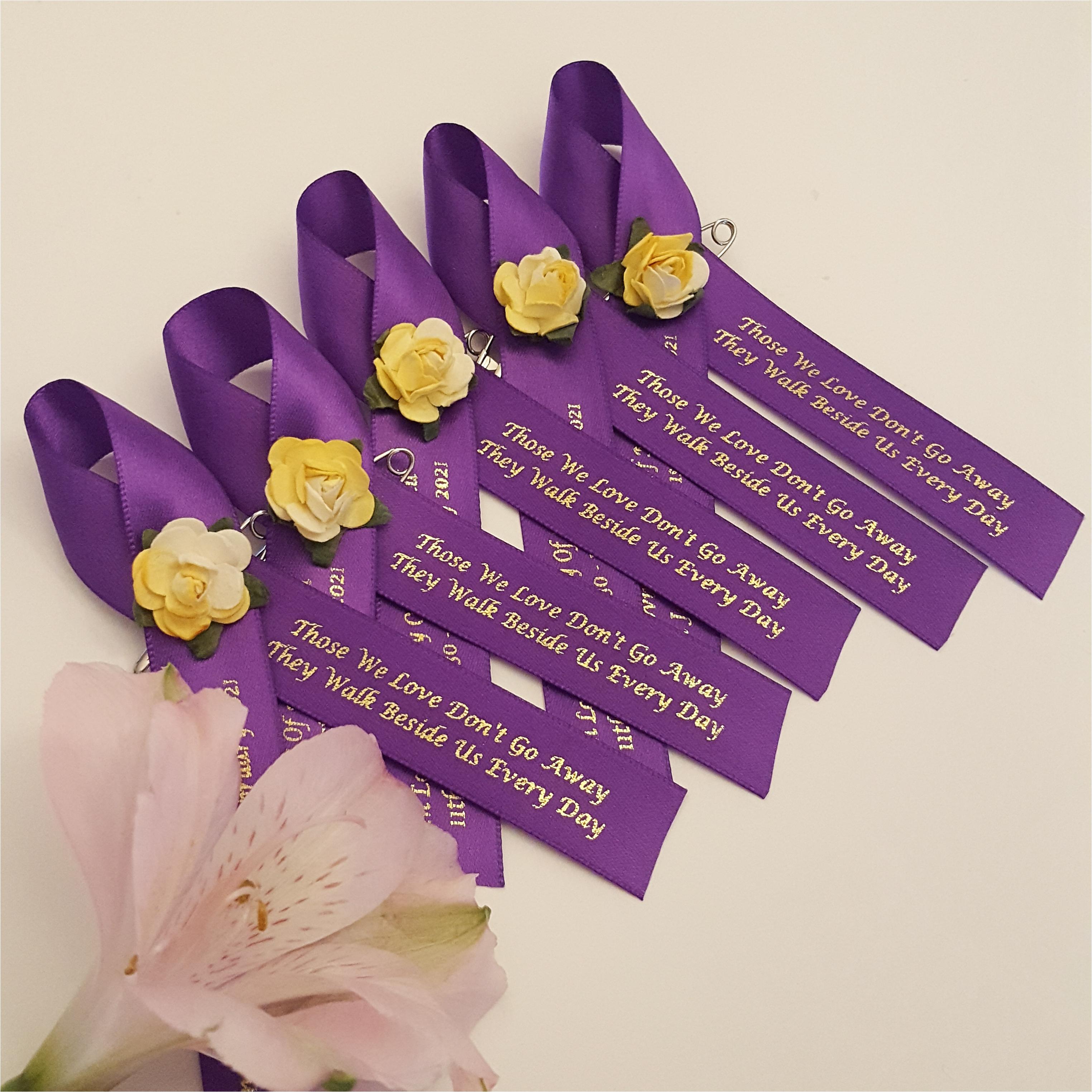 Purple funeral ribbons