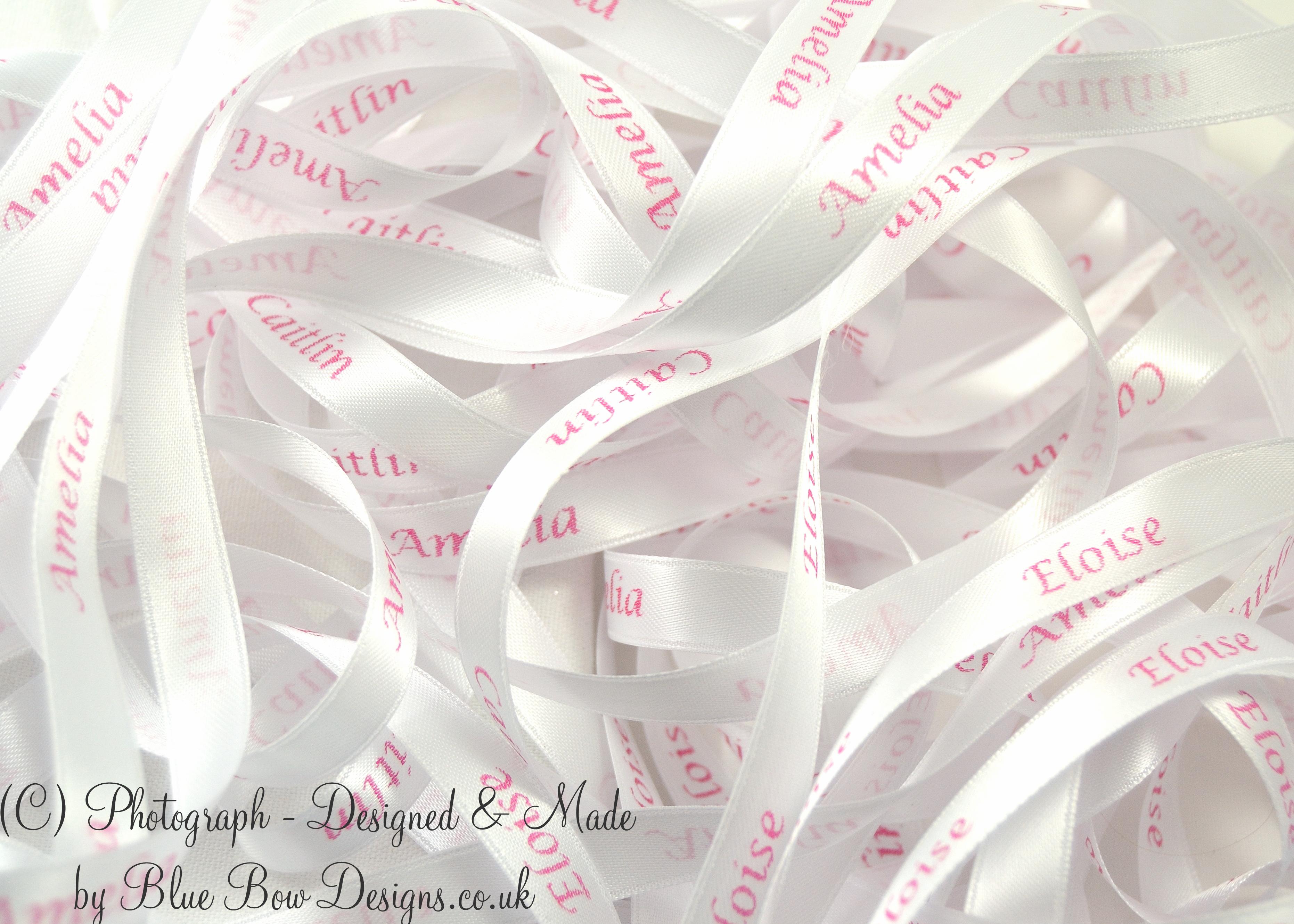White personalised ribbon